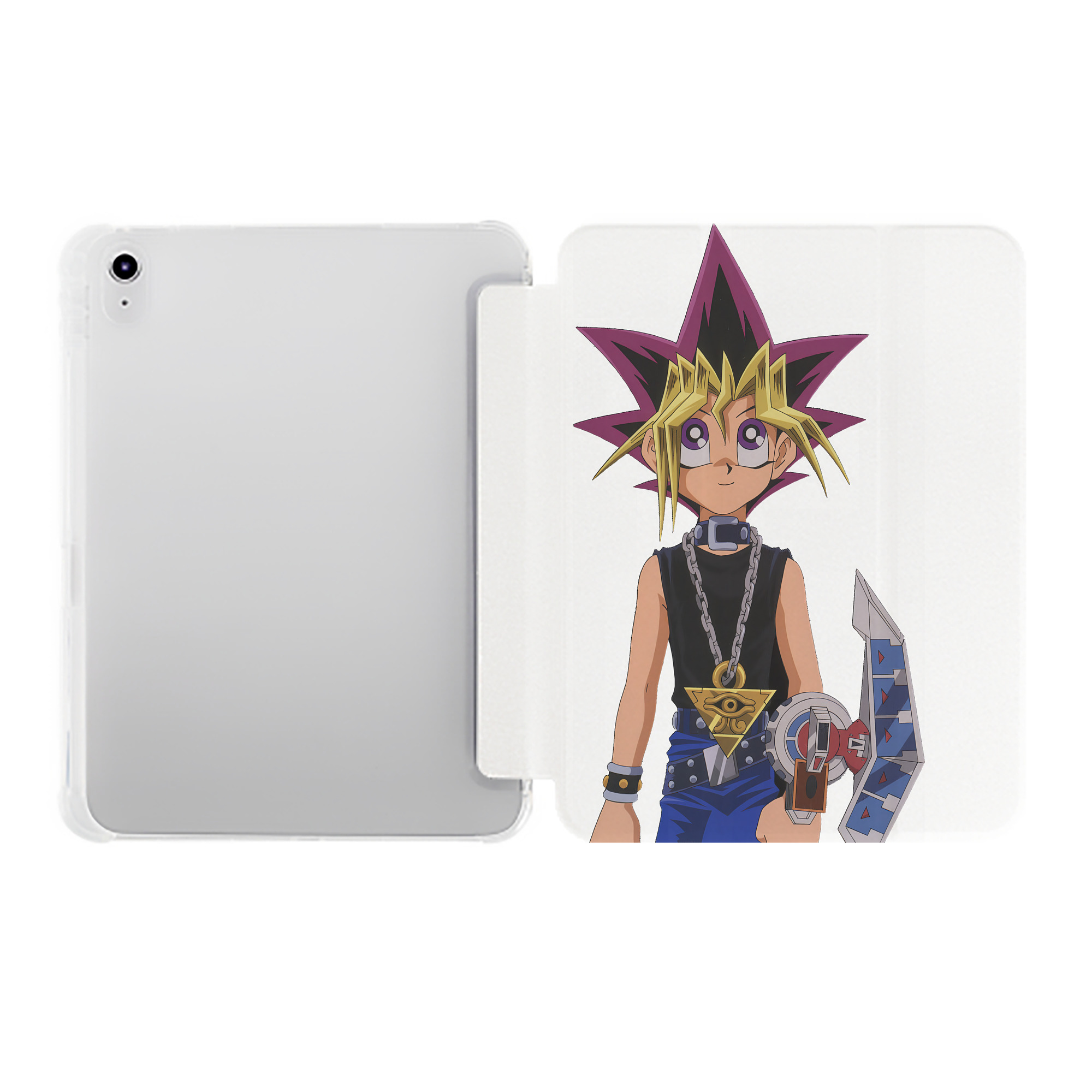 （画像用） 遊☆戯☆王 Yu-Gi-Oh! IPad ケース ペン収納付き 三つ折りスタンド PUレザー×シリコン 対応機種9.5/10.5/10.9インチ
